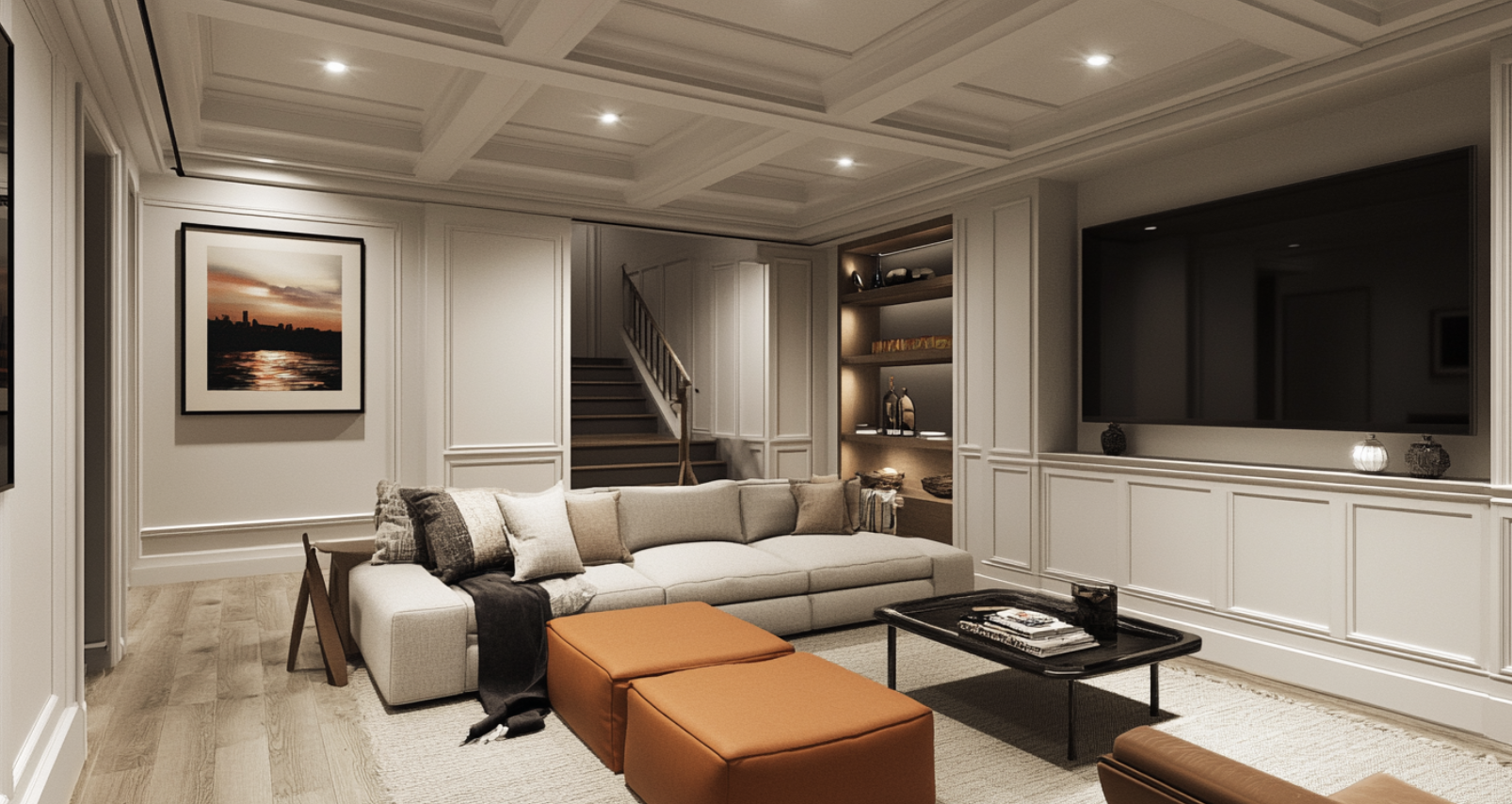 Achieve_a_polished_and_finished_look_by_neatly_arranging_all_exposed_elements_and_adding_a_touch_of_paint_or_wood_paneling_This_method_provides_a_clean_and_organized_appearance_while_still_showcasing_the_basements_structural_elements