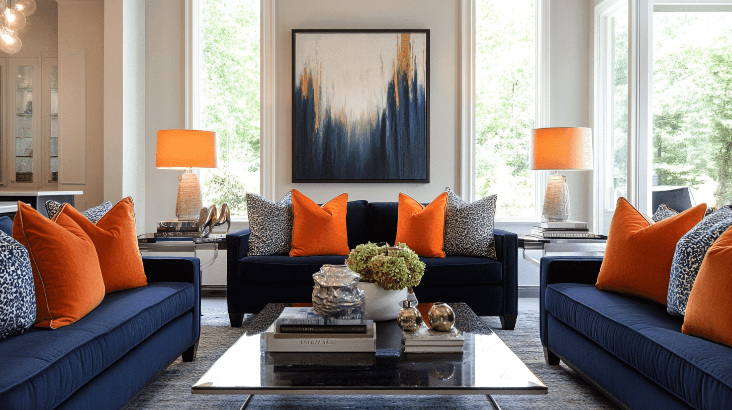 Navy_Sofa_with_Orange_Accent_Pillows