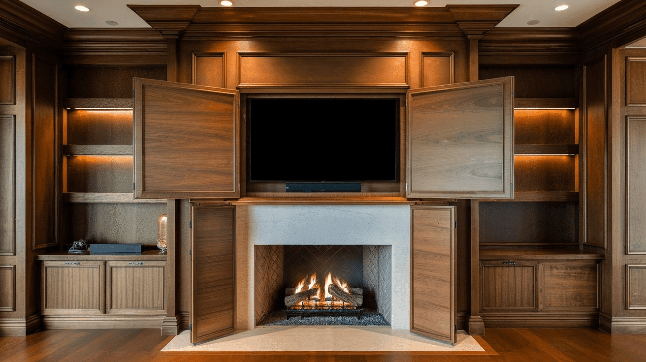 N-8_Wood-paneled_Fireplace_Hiding_TV